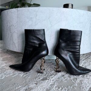 Saint Laurent Black Boots with Gold Heel